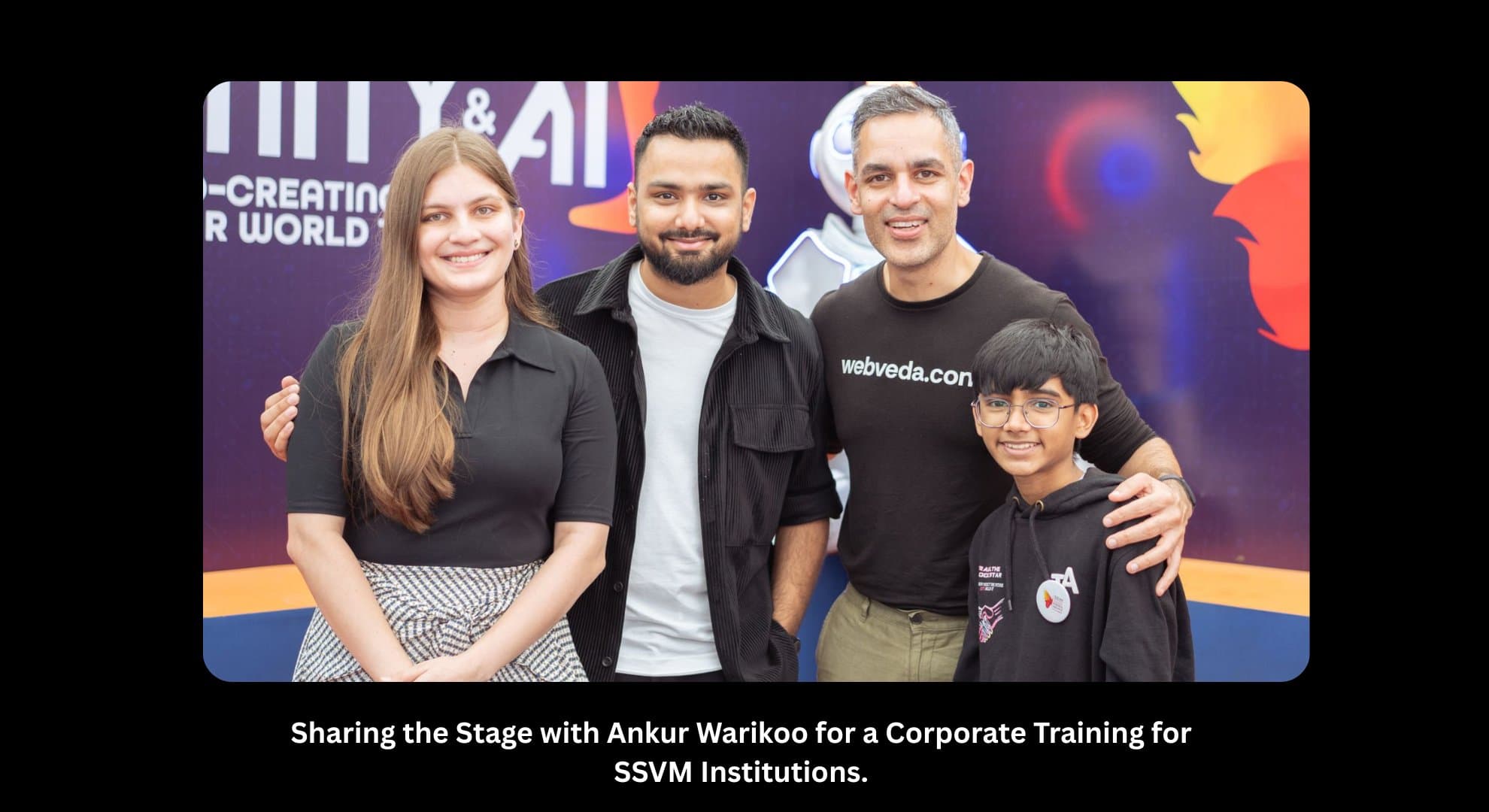 Sharing the stage with Ankur Warikoo for SSVM Institutions.
